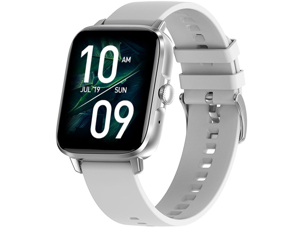 Chytré hodinky Madvell Divine s bluetooth voláním a EKG stříbrná s šedým silikonovým řemínkem