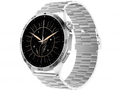 Chytré hodinky Madvell Pathfinder s bluetooth voláním stříbrná s kovovým řemínkem