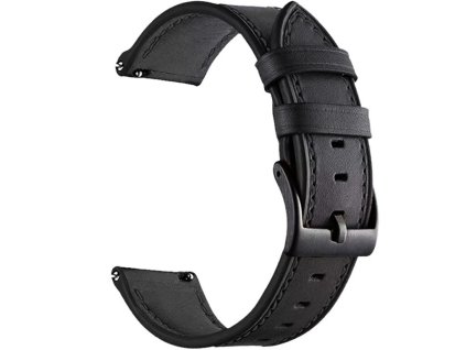 Kožený řemínek černá s černým zapínáním 20mm