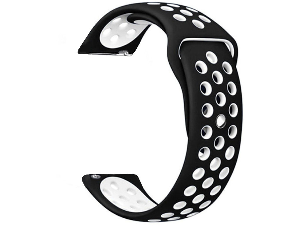 Sportovní silikonový řemínek černá s bílou 22mm - Madvell