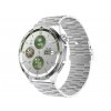 Chytré hodinky Madvell Pathfinder s bluetooth voláním stříbrná s zeleným rámečkem a kovovým řemínkem
