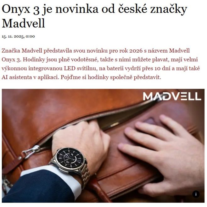 ⌚ Znáte už naše chytré hodinky Madvell Onyx 3? Pokud vás zajímá moderní technologie, stylový design a funkce, které vám...