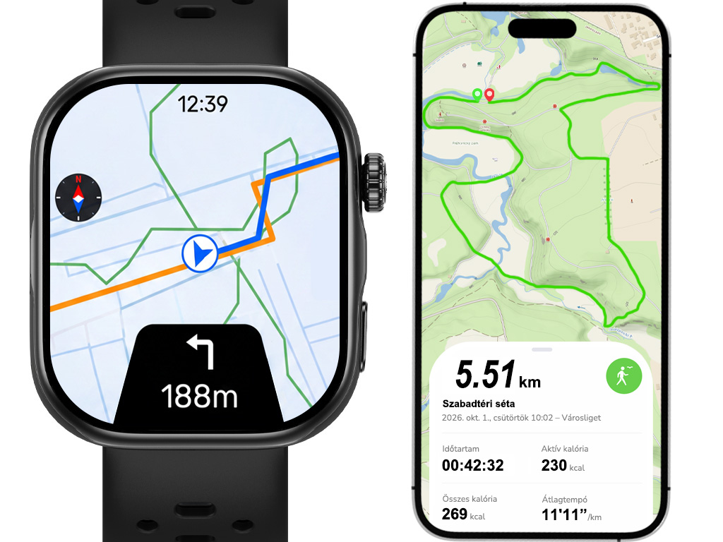 GPS és offline sportnavigáció a Madvell Pulsar 3 Pro órán