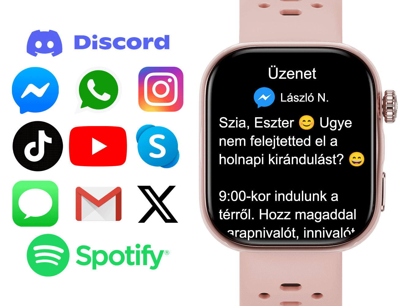 Üzenetek, emodzsik és gyors válaszok a Madvell Pulsar 3 Pro órán