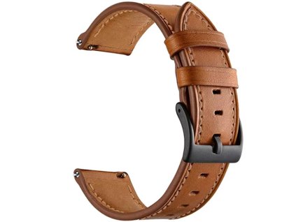 Barna bőrszíj fekete csattal 22 mm