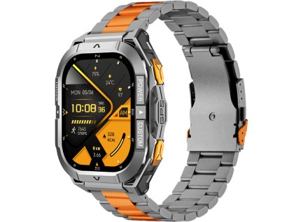 Madvell Frontier 3 GPS-szel űrszürke okosóra narancssárga fém szíjjal + szilikon szíjjal