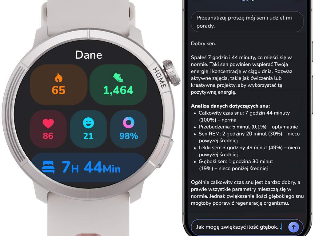 Analiza danych z zegarka Madvell Active 3 Pro z pomocą asystenta AI w aplikacji
