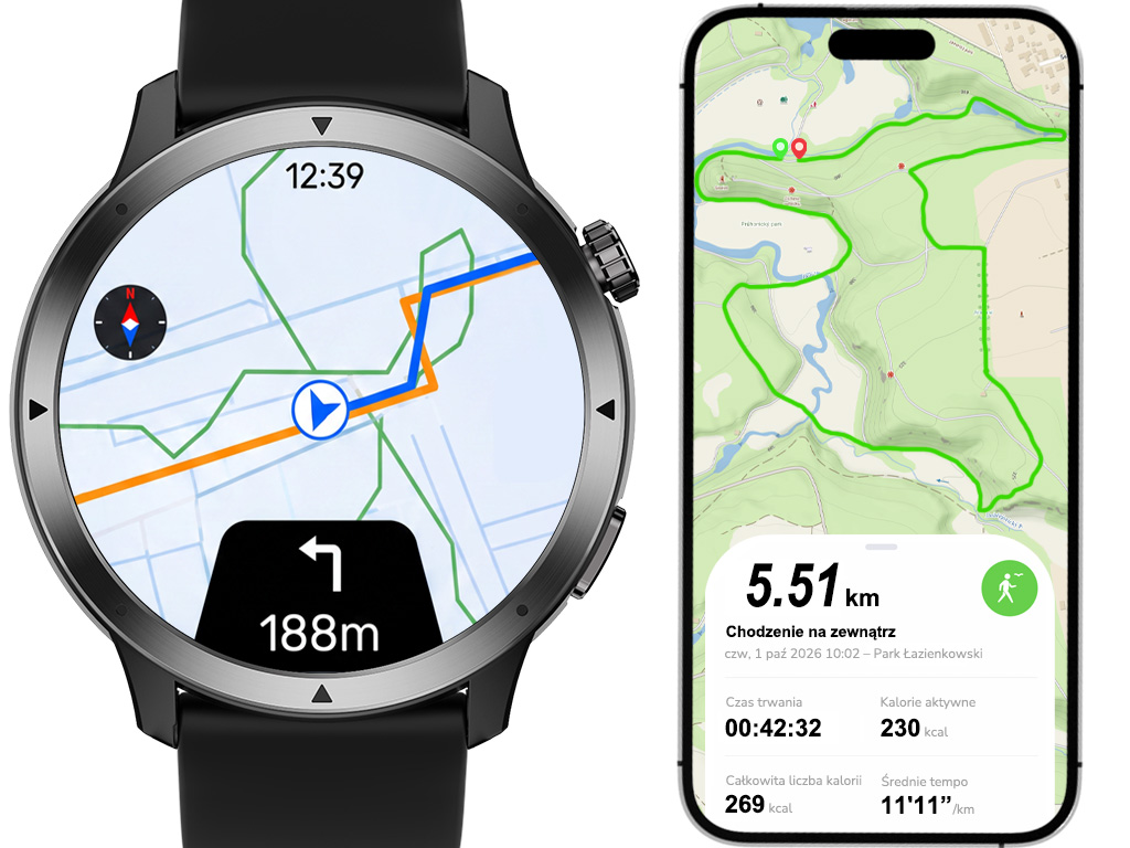 GPS i sportowa nawigacja offline w zegarku Madvell Talon 3 Pro