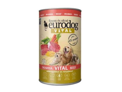 EURO DOG VITAL kutyakonzerv marhahússal 1240g