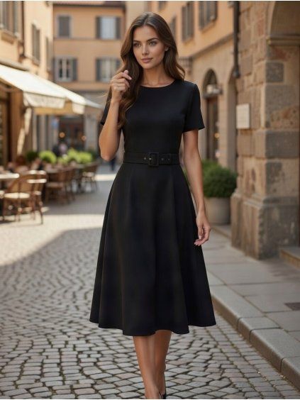 Elegantné midi šaty 62191 black