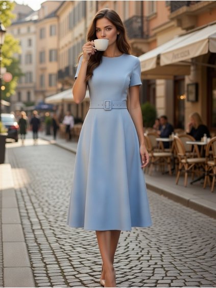 Elegantné midi šaty 62191 blue