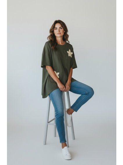 Dámsky oversize top 60395/OLIVE