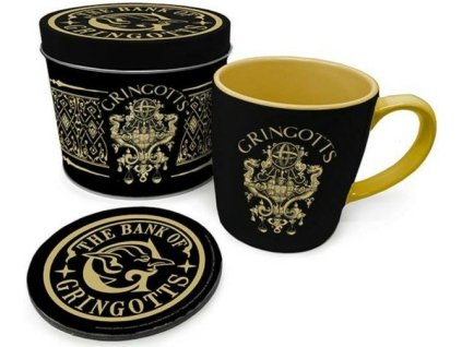 harry potter darkovy set gringottova banka hrnek podtacek v plechovce
