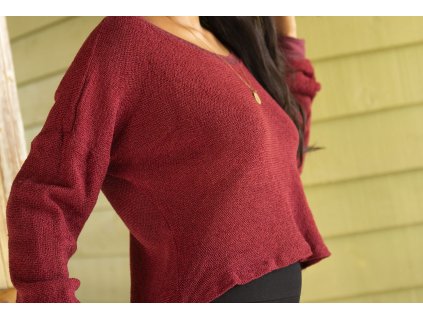 Boho top s dlhým rukávom - Red Wine - Anna Suno