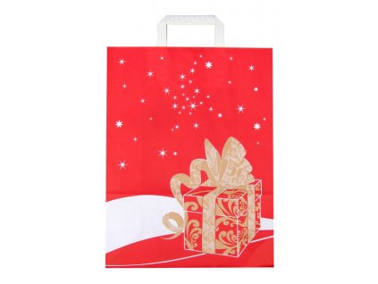 Taška papírová červená vánoční dárek