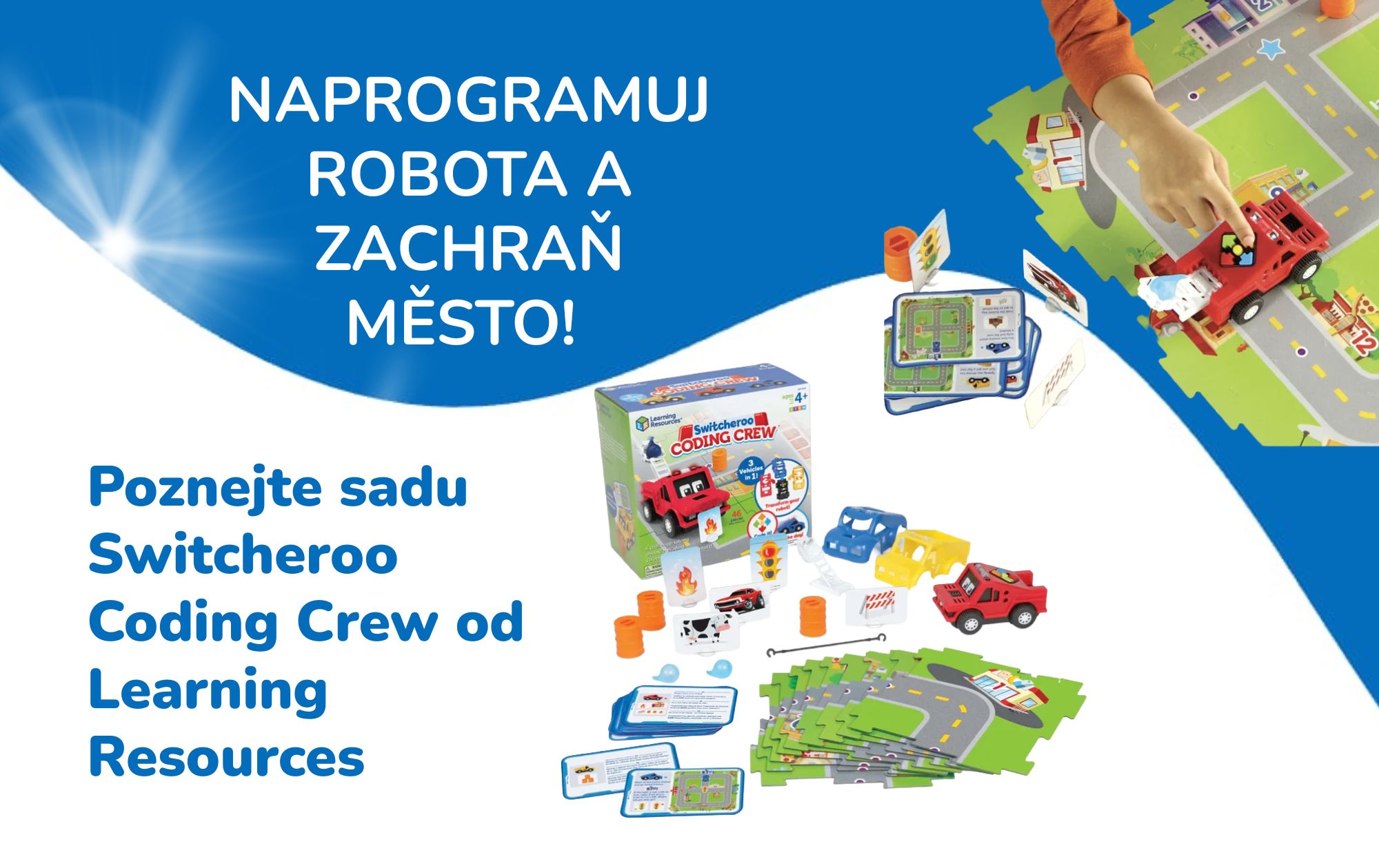 Naprogramuj robota a zachraň město! Poznejte sadu Switcheroo Coding Crew od Learning Resources