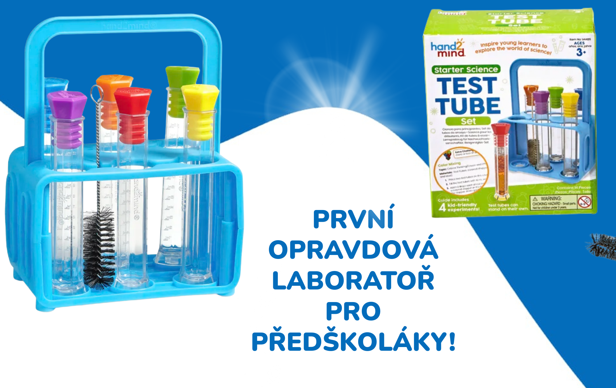 První opravdová laboratoř pro předškoláky! Poznejte Základní sadu zkumavek od Hand2mind