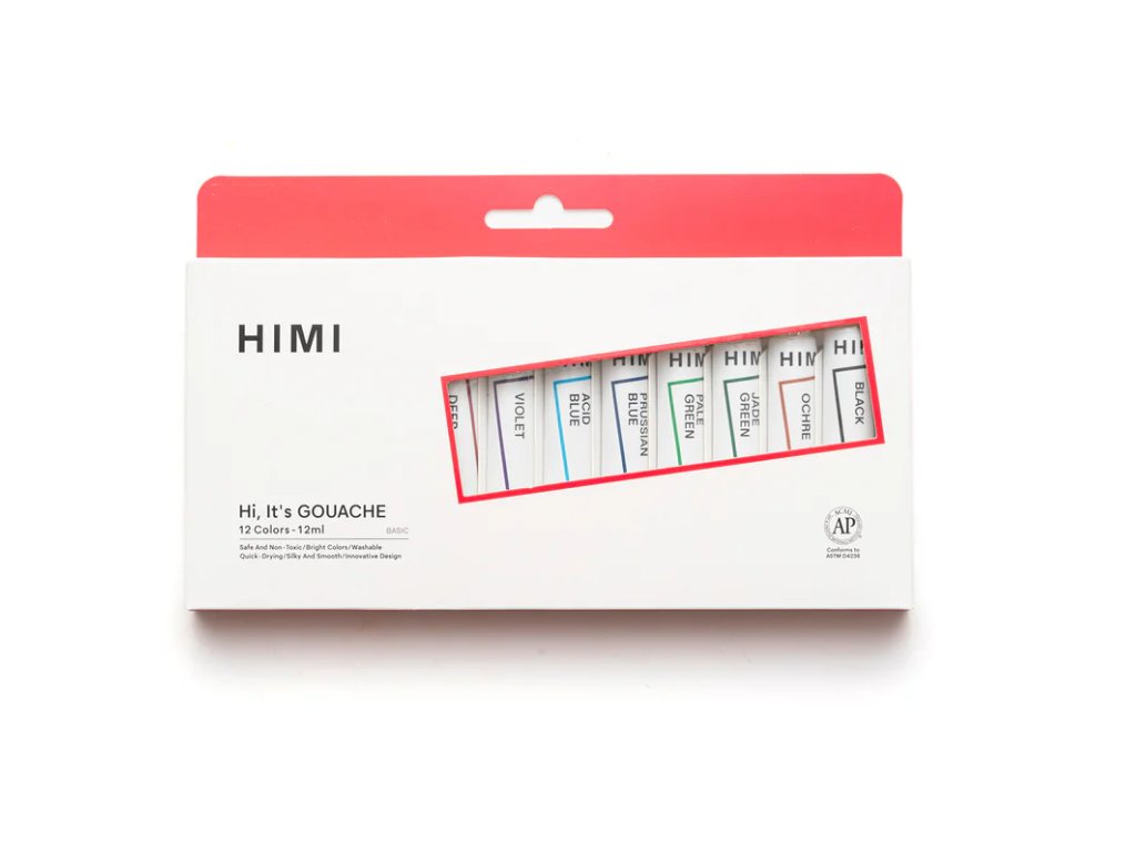 HIMI kvašové barvy - Tube Gouache Set - 12 Colours (12 ml)
