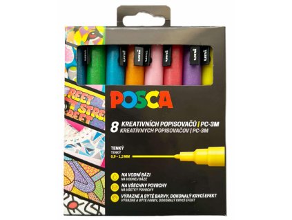 POSCA akrylový popisovač PC-3M sada třpytivých barev 8 kusů