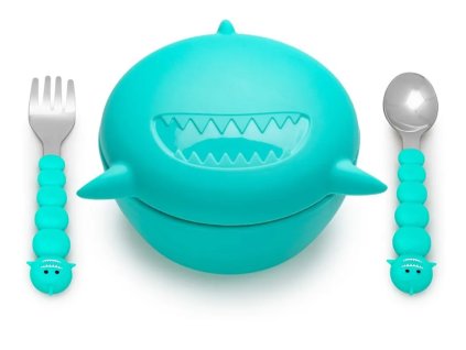 Melii Silikonová miska s příborem Shark