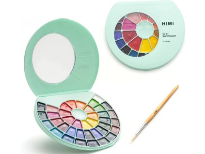 HIMI akvarelové barvy - Semi-Moist - 38 Colours in Pans (Green Edition)