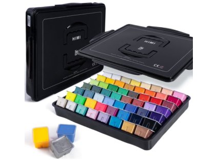 HIMI kvašové barvy - Jelly Cup Gouache Set - 56 Colours (Black Case Edition)