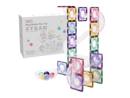 MNTL - Magnetická stavebnice Marble run toy Pastel - 80 ks