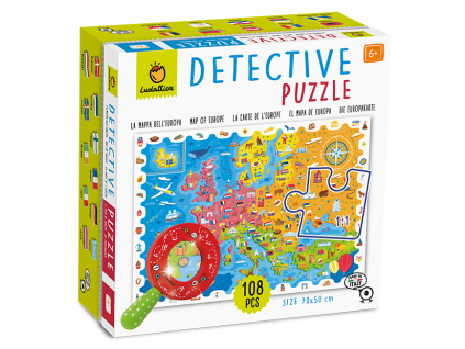 802 ludattica detektivni puzzle s lupou mapa evropy