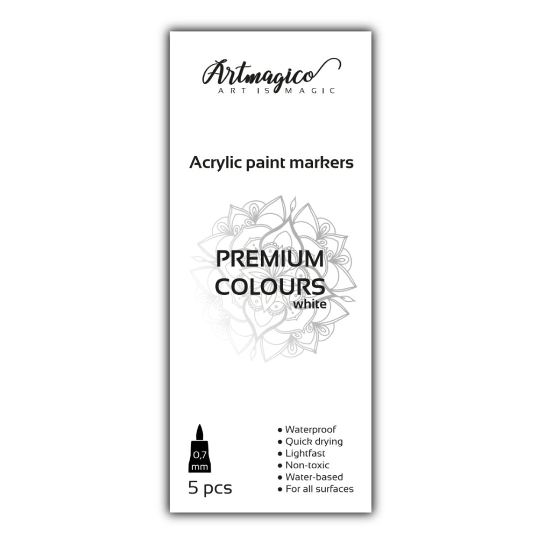 Artmagico akrylový popisovač 5 kusů bílá 0,7 mm | 80135