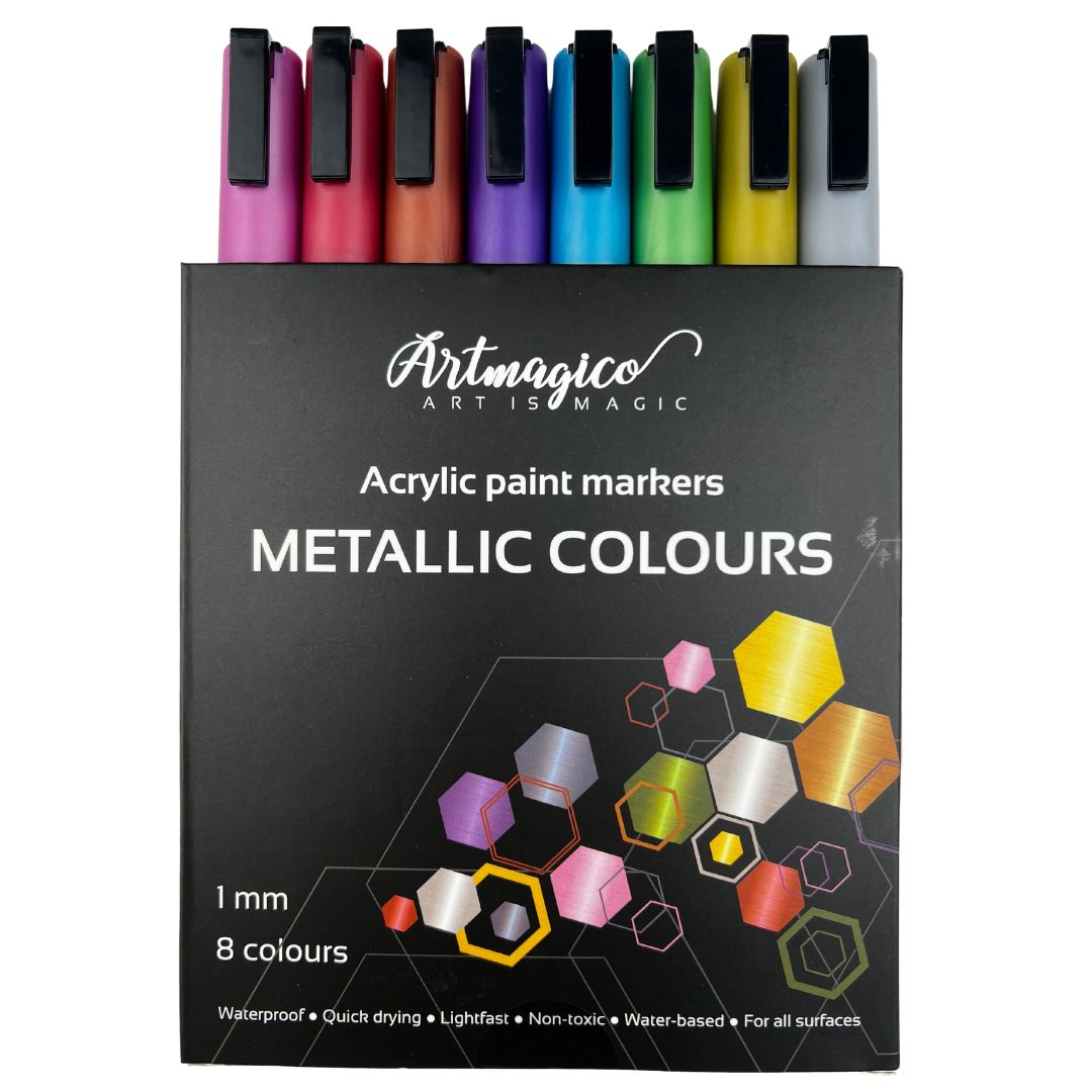 Artmagico akrylové popisovače s jemným hrotem - metalické - 8 ks | 80494