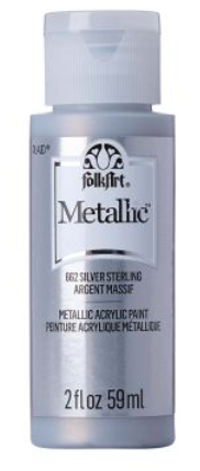FolkArt Metallic Acrylic paint - 59 ml různé barvy Metallic color: SILVER STERLING