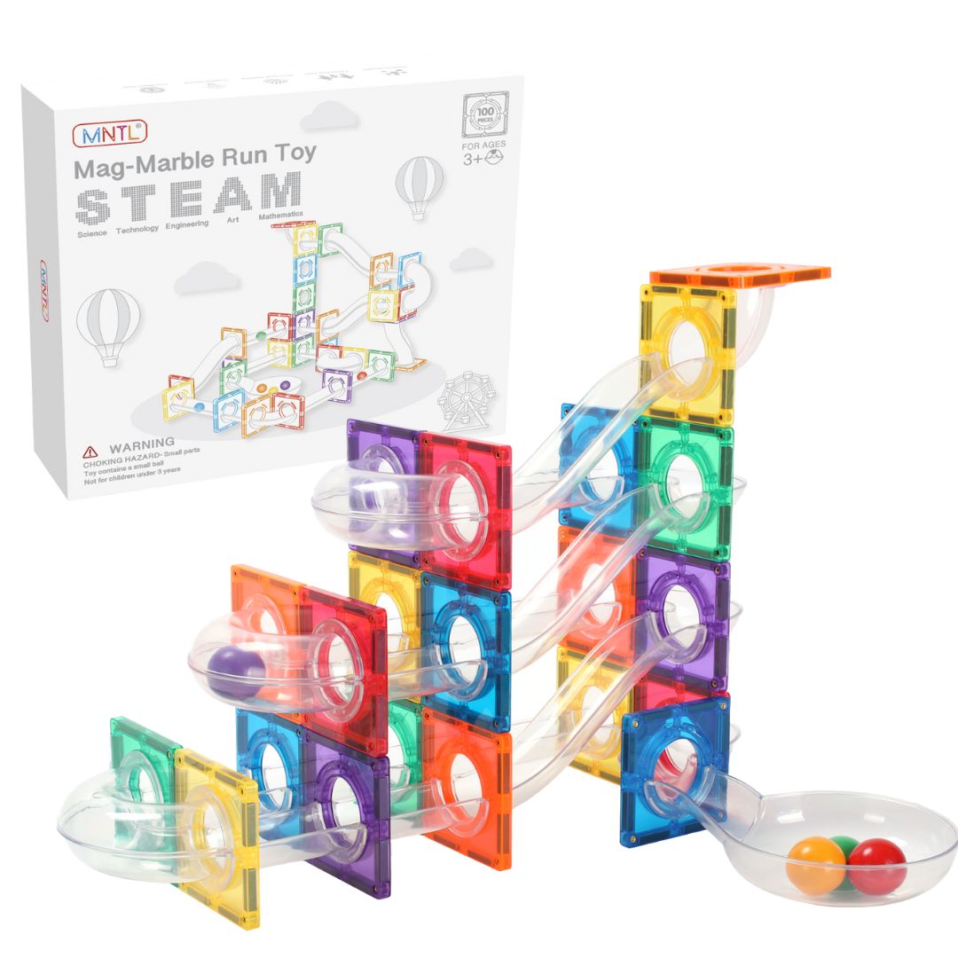 MNTL - Magnetická stavebnice Marble run toy - 100 ks - transparentní