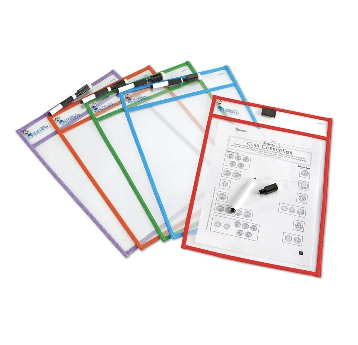 Learning Resources - Write & Wipe Pockets – kapsy na psaní a mazání A4 (sada 5 ks)