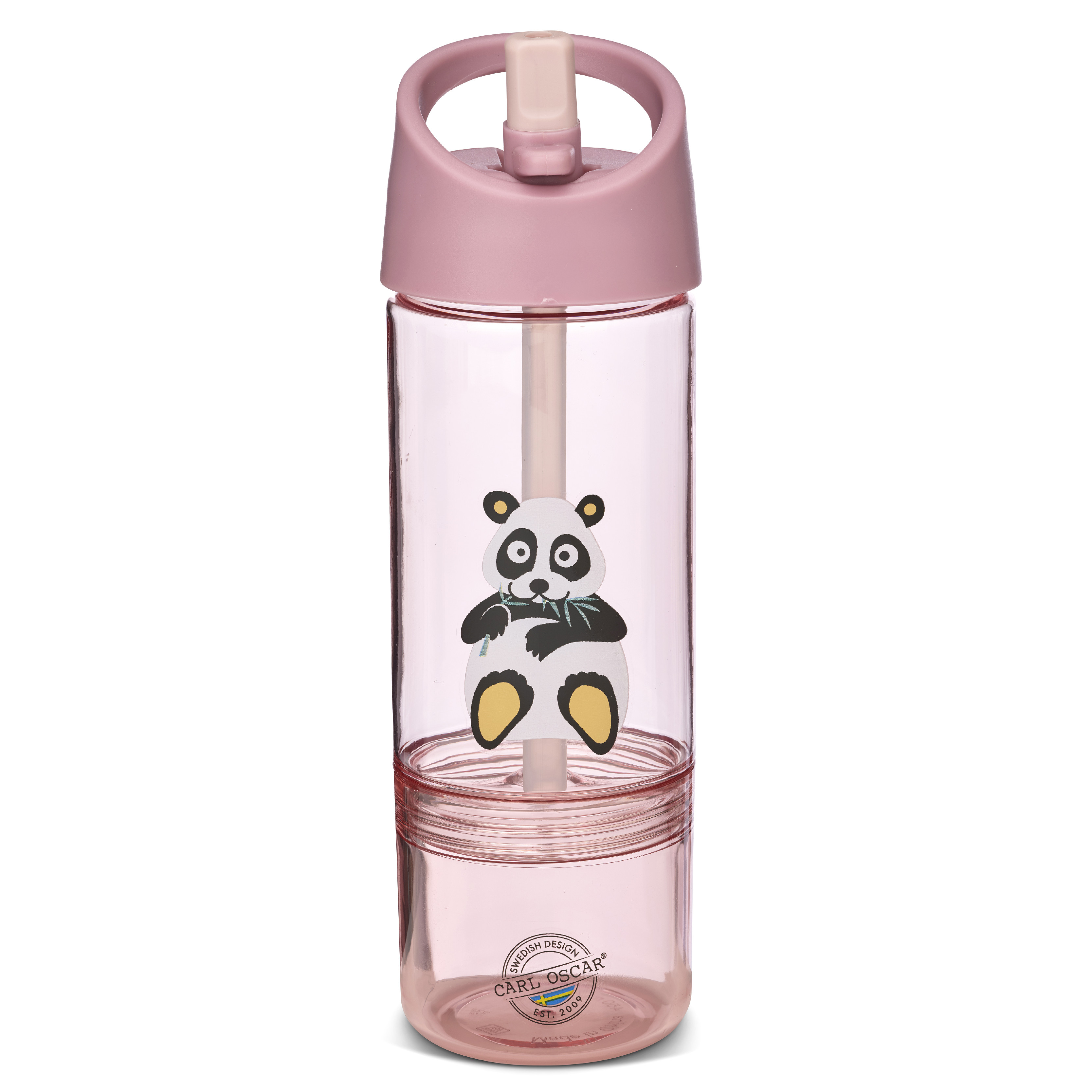 Carl Oscar - Water Bottle 2 in 1 Láhev na vodu 2 v 1 - růžová s pandou
