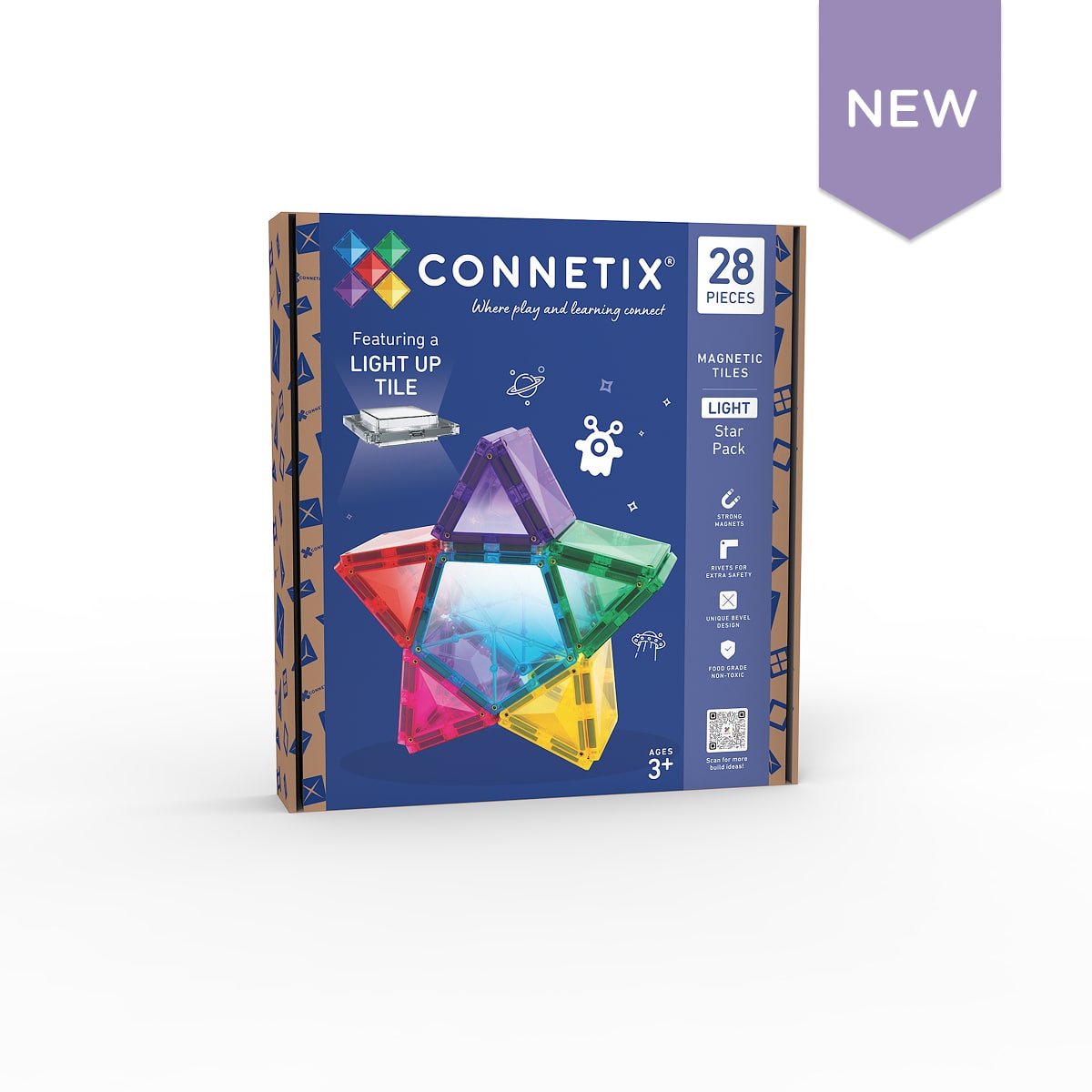 Connetix - Magnetická sada se světelnou hvězdou, 28 ks