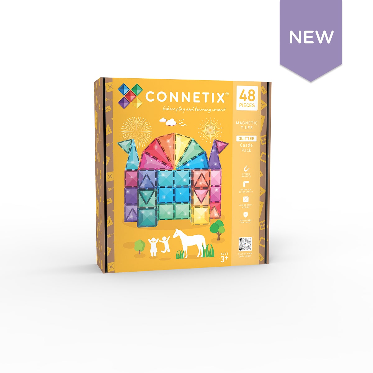Connetix - Magnetická sada třpytivého zámku 48 ks