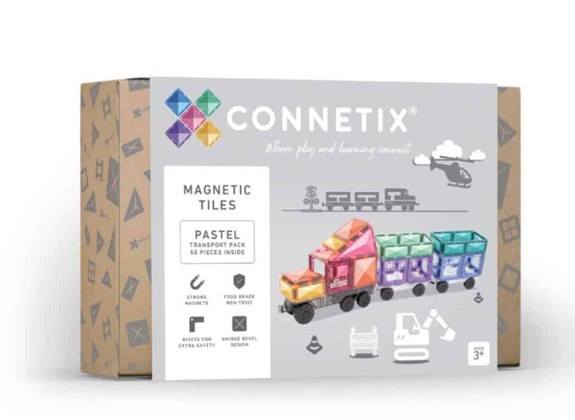 Connetix - Magnetická stavebnice - 50 dílků - Pastel Transport Pack