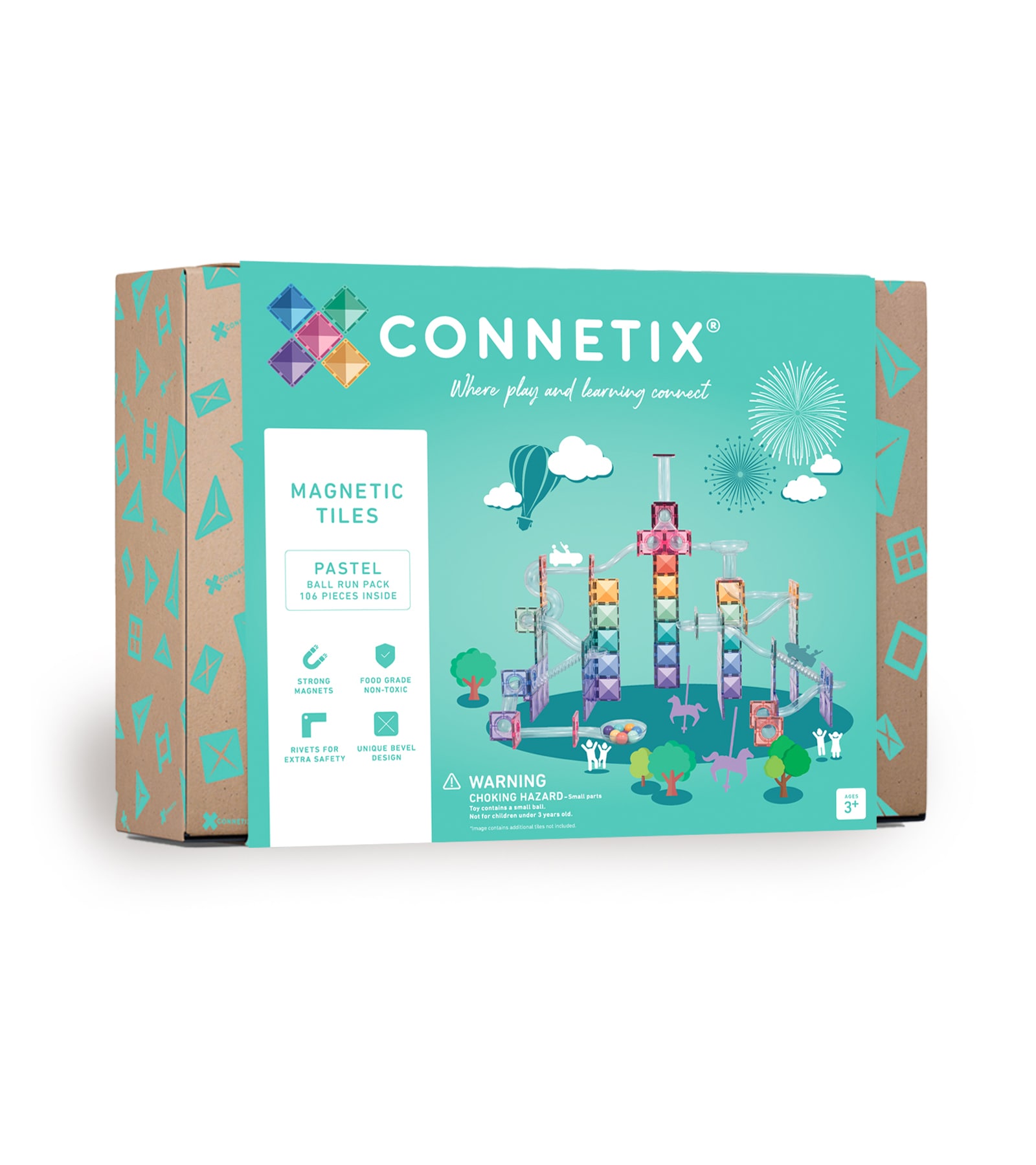 Connetix - Magnetická stavebnice - kuličková dráha - pastelové barvy 106 dílů