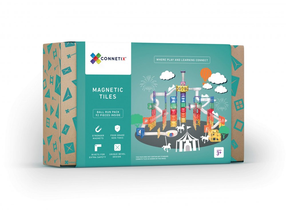 Connetix - Magnetická stavebnice - Kuličková dráha Rainbow - 92 dílů