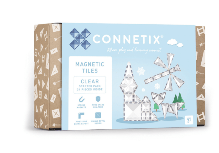 Connetix - Magnetická stavebnice - průhledné tvary 34 dílků - Starter pack