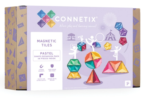 Connetix - Magnetická stavebnice - rozšiřující sada 48 dílů - pastelové barvy