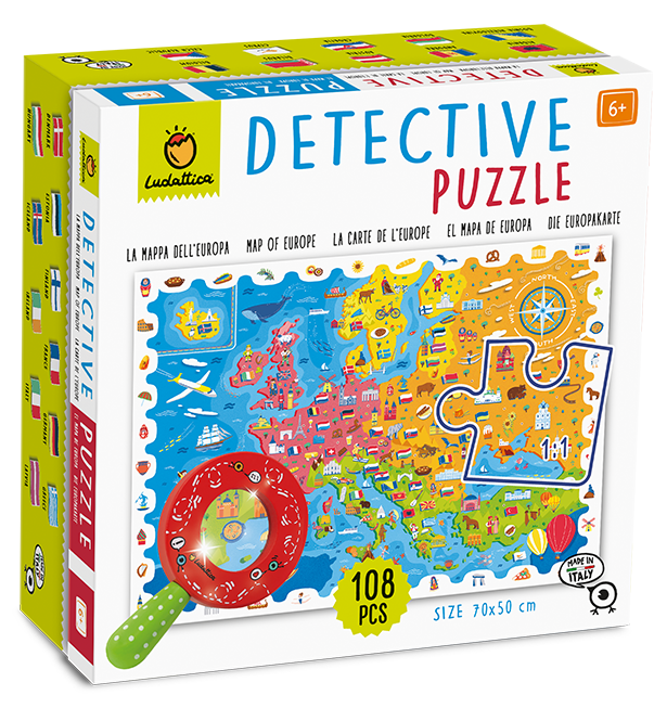 Ludattica - Detektivní puzzle s lupou, Mapa Evropy