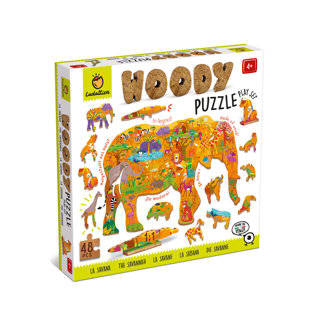 Ludattica - Dřevěné puzzle Savana - Woody