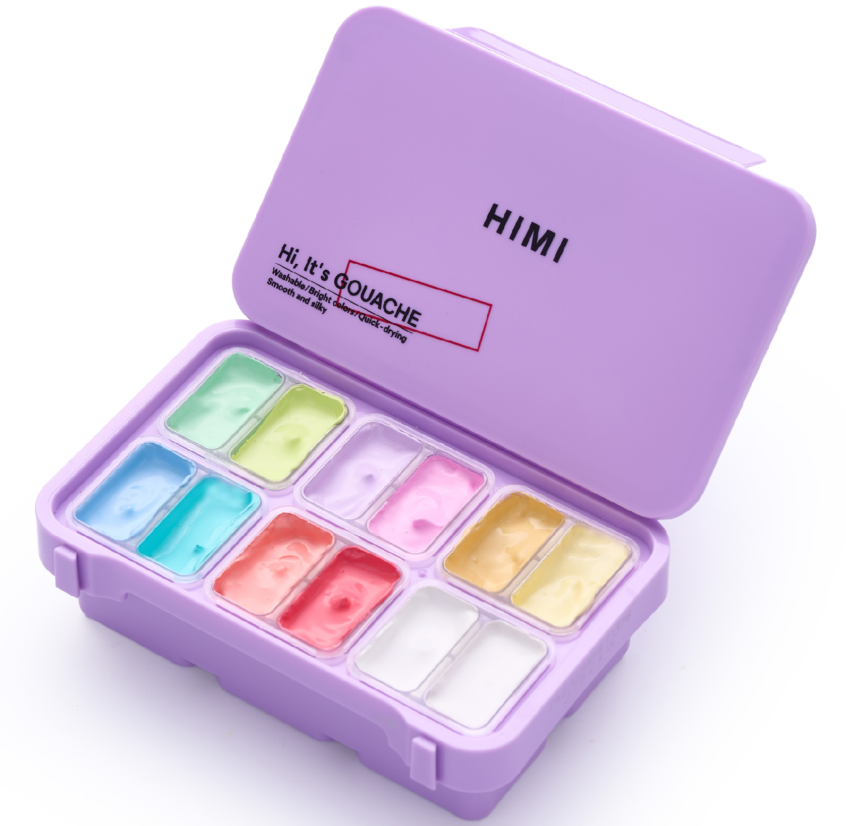 HIMI kvašové barvy - 12 Soft Pastel Colours (Purple Case)