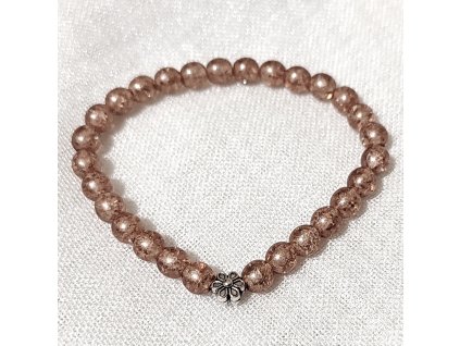 Korálkový náramek s kovovým doplňkem - měděná barva