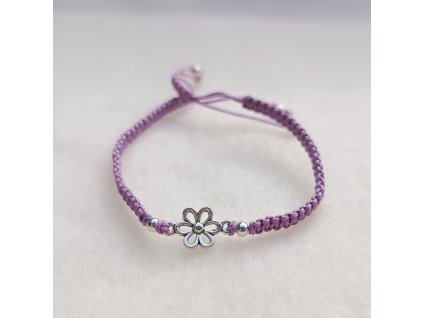 Shamballa náramek s kovovým mezidílkem - květina