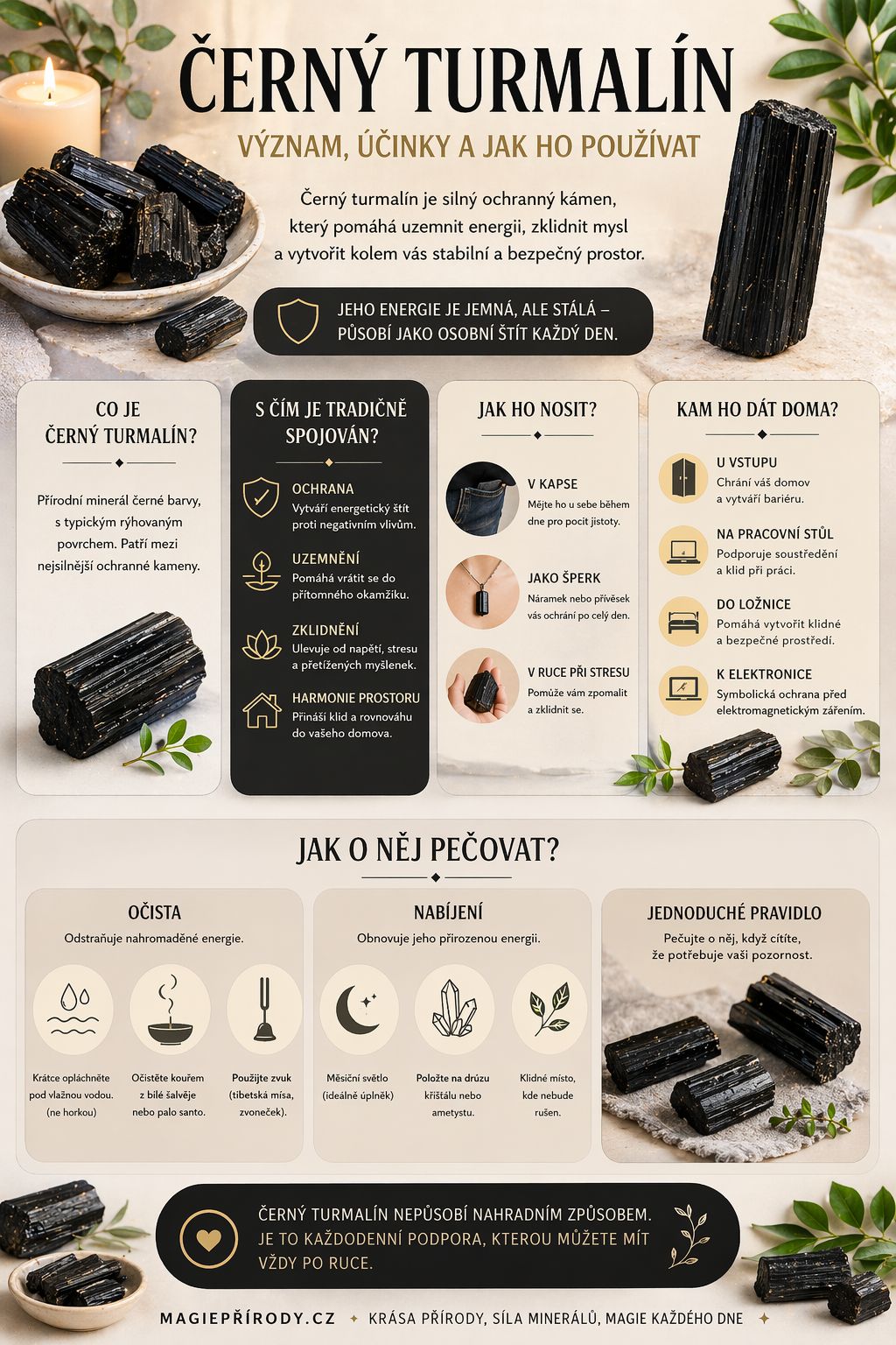 Černý turmalín: účinky, význam a jak ho používat