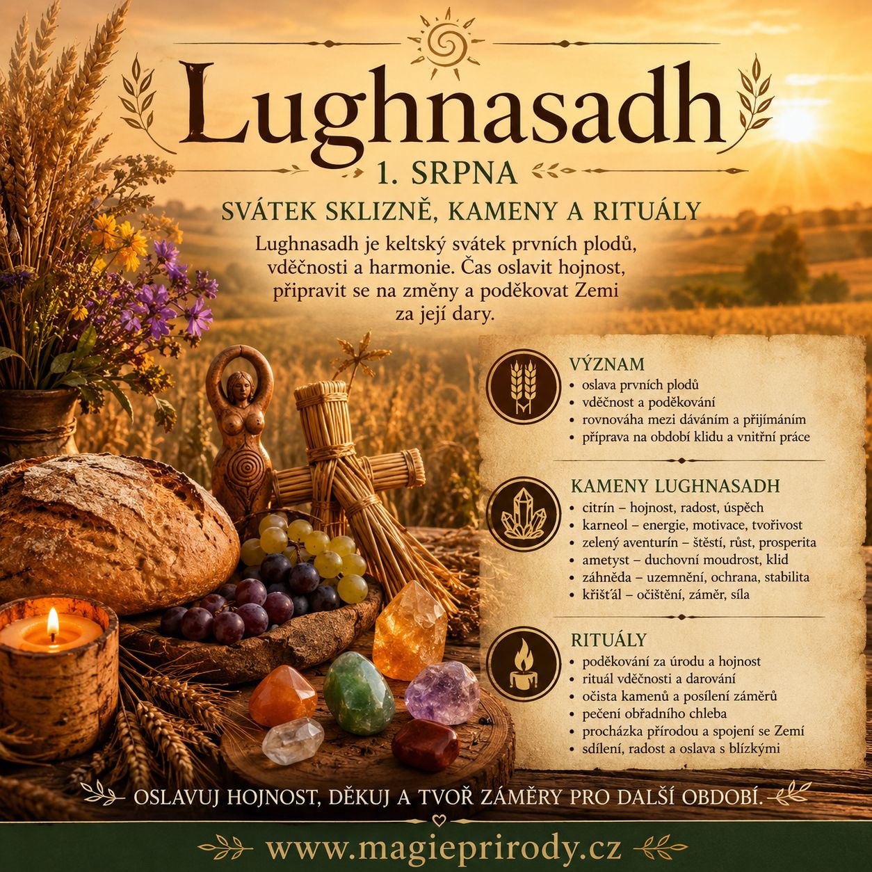 Lughnasadh 1. srpna: svátek sklizně, kameny a rituály
