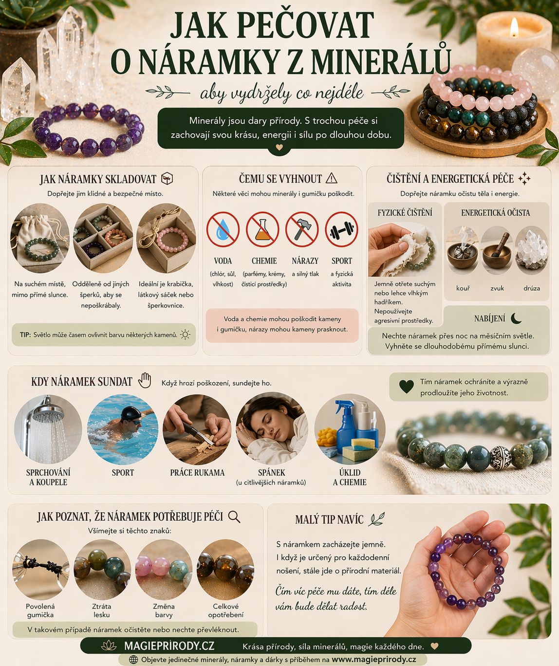 Jak pečovat o náramky z minerálů, aby vydržely co nejdéle
