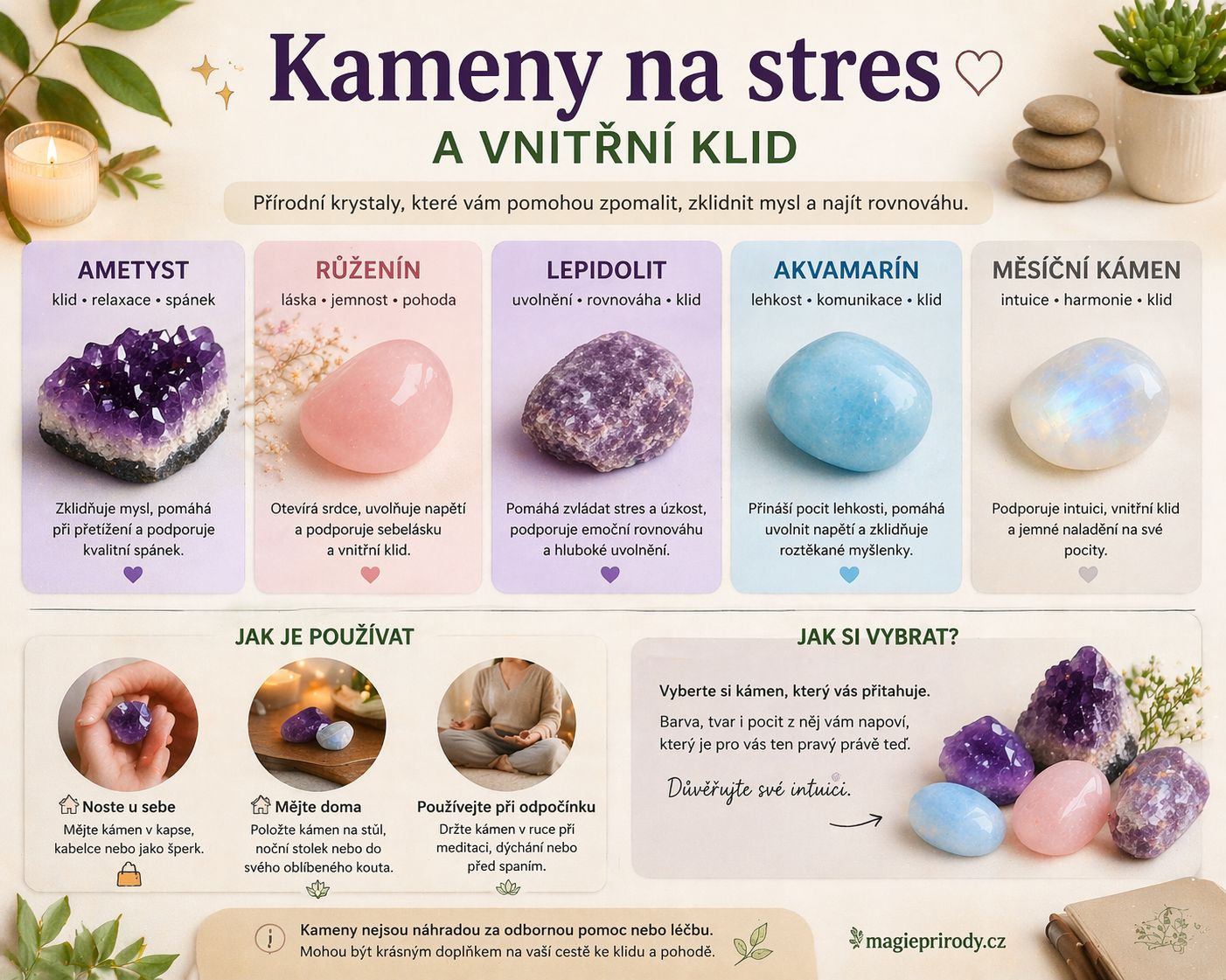 Kameny na stres a vnitřní klid: které patří mezi nejoblíbenější